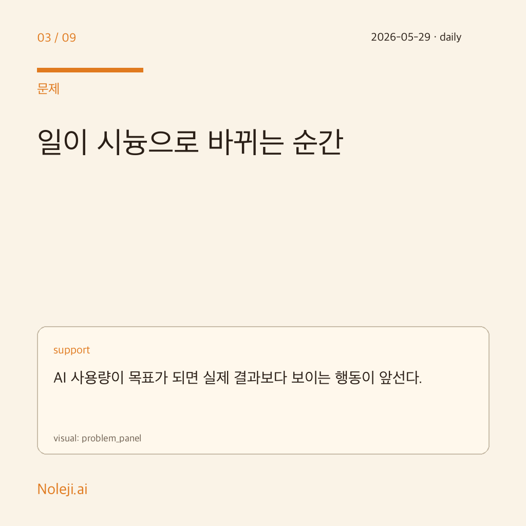 카드 3: 셋이 보다 EP01 — AI 도입 핵심 지표와 시늉 일하기, 그 사이의 좁은 길